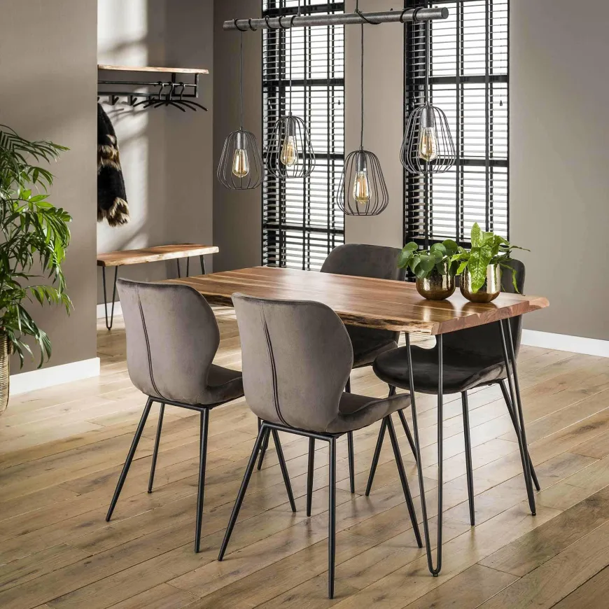 WoonStijl Stoel velvet ronde buis Antraciet velvet