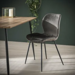 WoonStijl Stoel velvet ronde buis Antraciet velvet