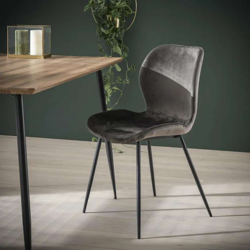 WoonStijl Stoel velvet ronde buis Antraciet velvet