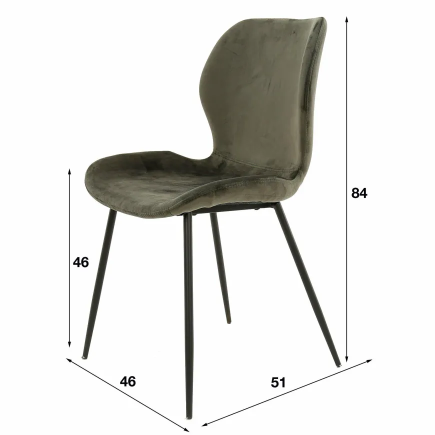 WoonStijl Stoel velvet ronde buis Antraciet velvet