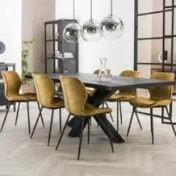 WoonStijl Stoel velvet ronde buis Goud velvet