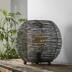 WoonStijl Tafellamp Ø35 web L Zwart Nikkel