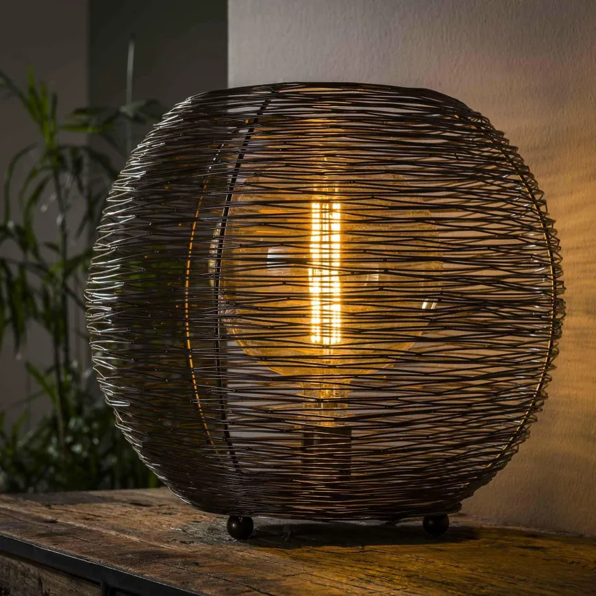 WoonStijl Tafellamp Ø40 web XL Zwart Nikkel