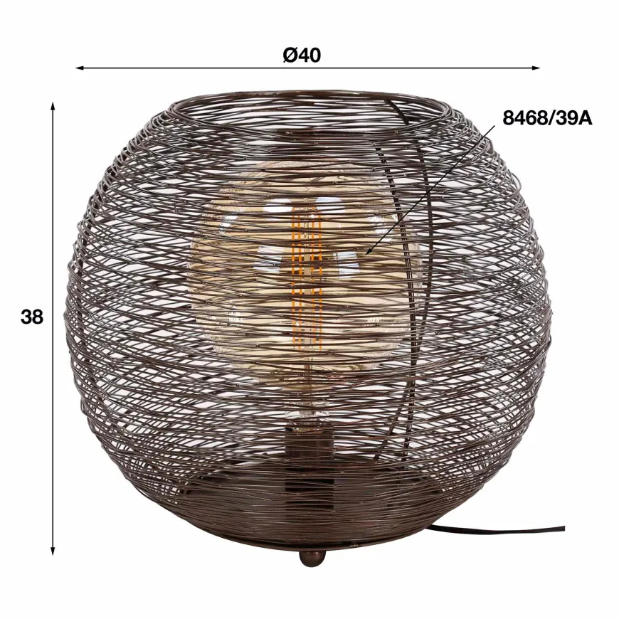 WoonStijl Tafellamp Ø40 web XL Zwart Nikkel