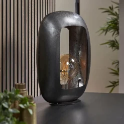 WoonStijl Tafellamp Arch L Zwart nikkel