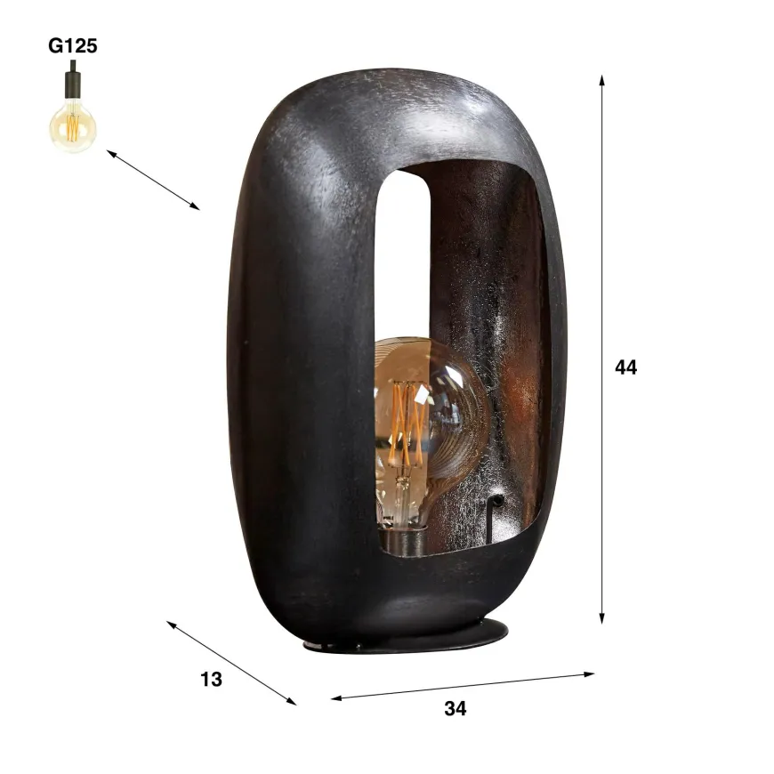 WoonStijl Tafellamp Arch XL Zwart nikkel