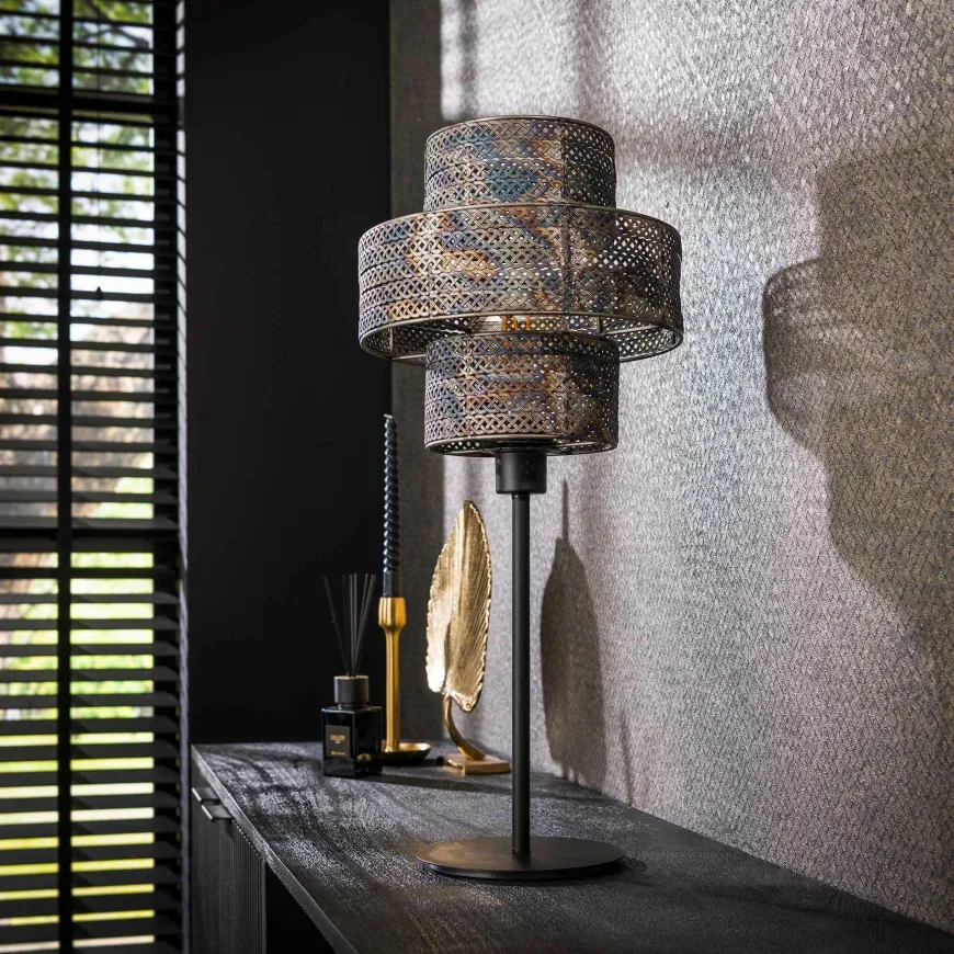 WoonStijl Tafellamp Lantern zwart bruin