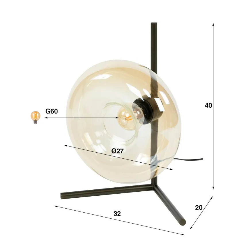 WoonStijl Tafellamp Soll Amber glas