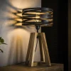 WoonStijl Tafellamp twist houten kruisframe / Slate grey