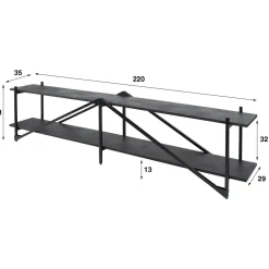 WoonStijl TV-meubel 'Piega' 220 cm teak grijs