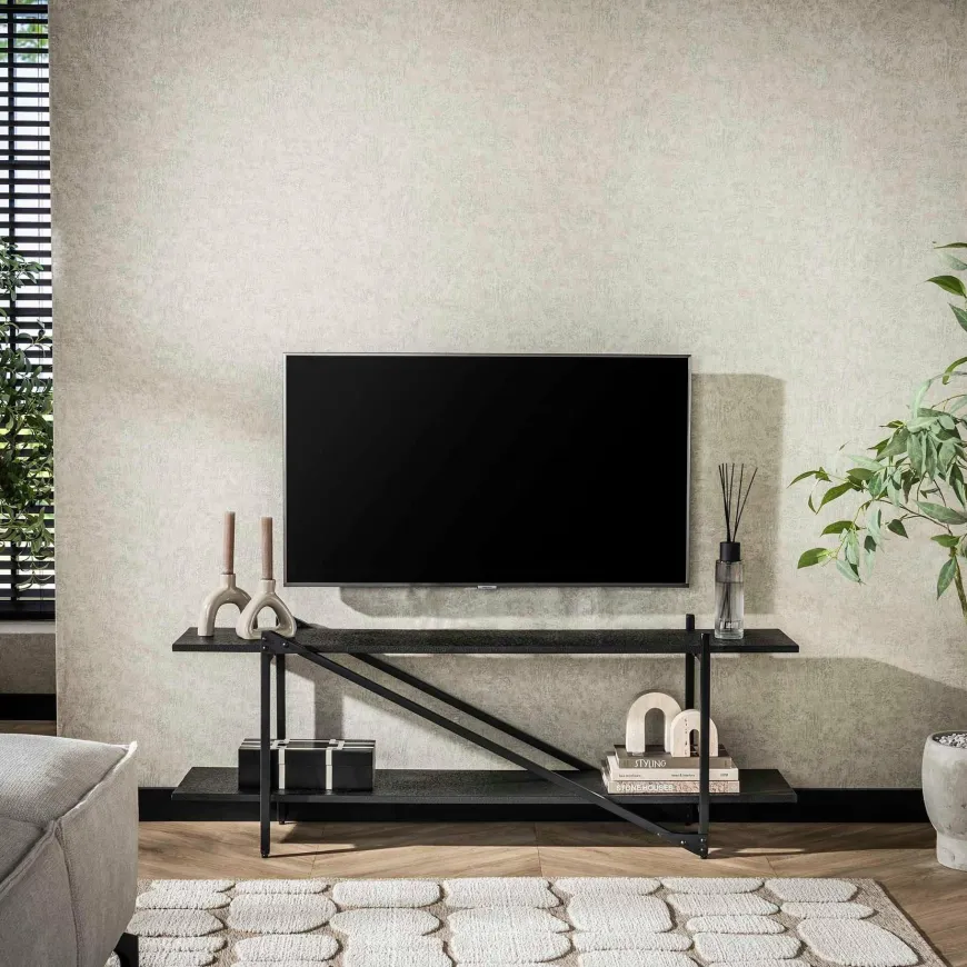 WoonStijl TV-meubel 'Piega' 140 cm teak grijs