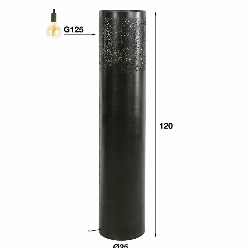 WoonStijl Vloerlamp Ø25 cilinder 120cm / Zwart nikkel