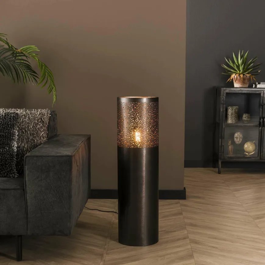 WoonStijl Vloerlamp Ø25 cilinder 90cm / Zwart nikkel