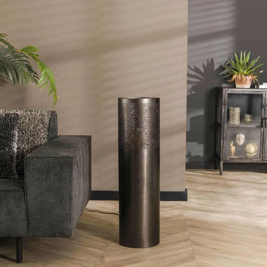WoonStijl Vloerlamp Ø25 cilinder 90cm / Zwart nikkel