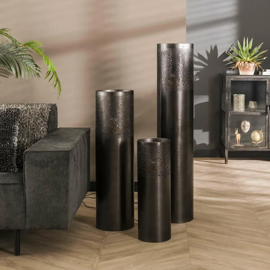 WoonStijl Vloerlamp Ø25 cilinder 90cm / Zwart nikkel