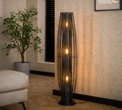 WoonStijl Vloerlamp 120 3L cylinder mesh / Charcoal