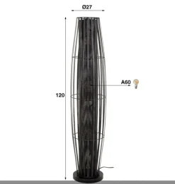 WoonStijl Vloerlamp 120 3L cylinder mesh / Charcoal