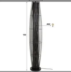 WoonStijl Vloerlamp 150 4L cylinder mesh / Charcoal