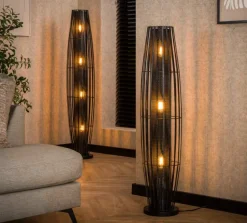 WoonStijl Vloerlamp 150 4L cylinder mesh / Charcoal