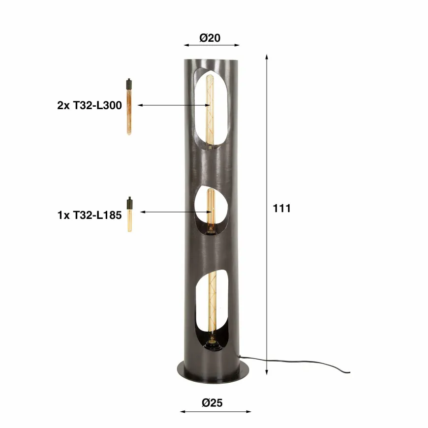 WoonStijl Vloerlamp Ø25 organic cylinder L