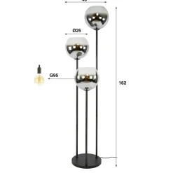 WoonStijl Vloerlamp Bubble Shaded 3-lichts