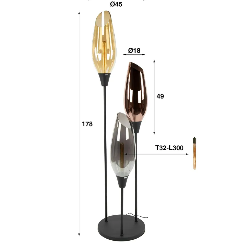 WoonStijl Vloerlamp cocoon XL mix glass
