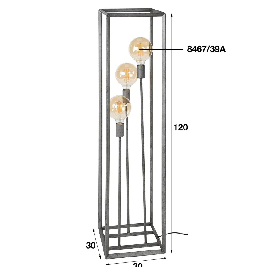 WoonStijl Vloerlamp 3L 45 graden buis