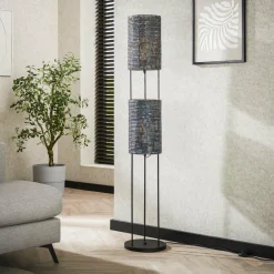 WoonStijl Vloerlamp 2L armor tube / Zwart bruin