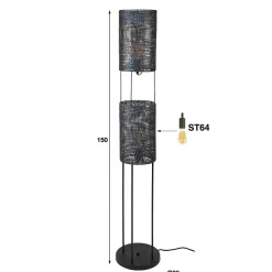 WoonStijl Vloerlamp 2L armor tube / Zwart bruin