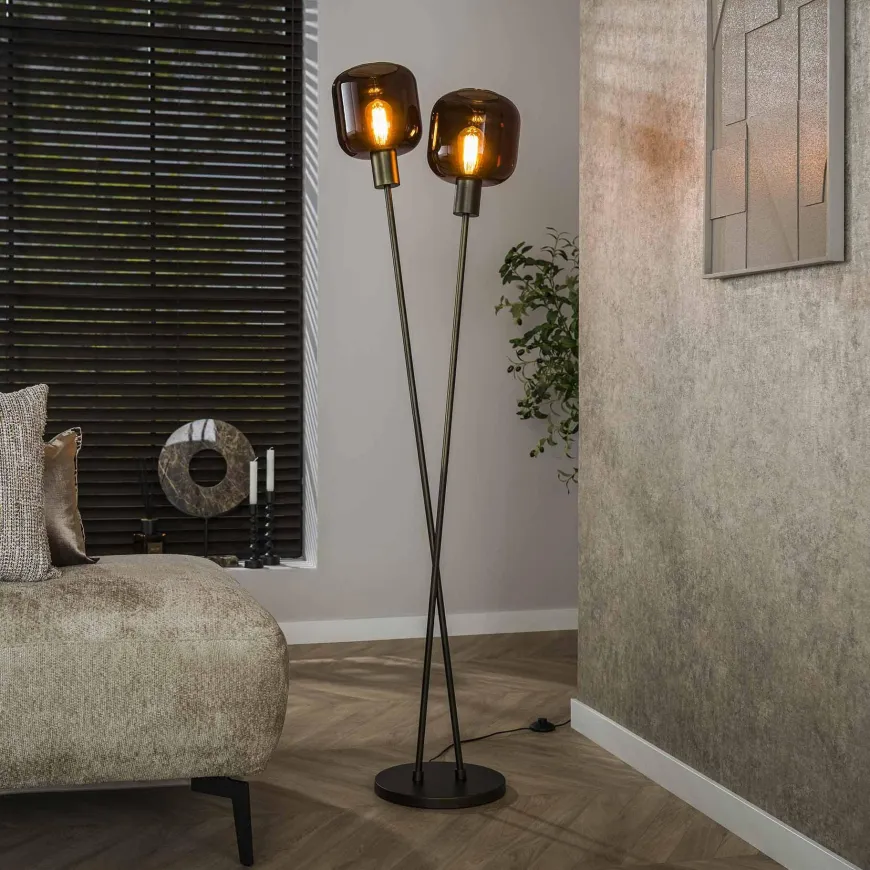 WoonStijl Vloerlamp 2L Bronza