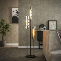 WoonStijl Vloerlamp 3L getrapt cylinder glas