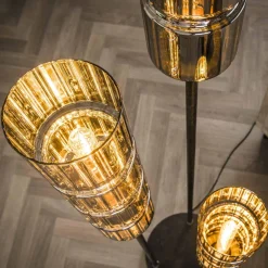 WoonStijl Vloerlamp 3L getrapt cylinder glas