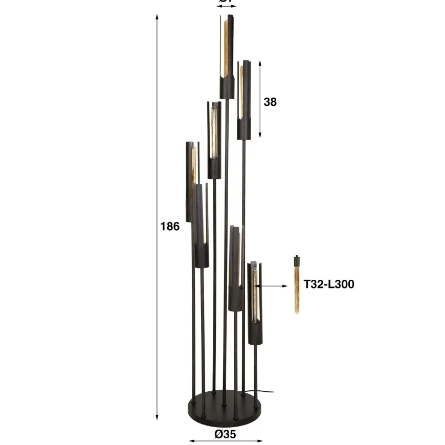 WoonStijl Vloerlamp 7L getrapt tube