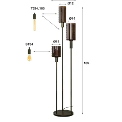 WoonStijl Vloerlamp 3L getrapt Sepiora