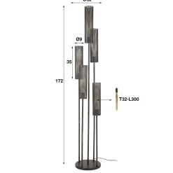 WoonStijl Vloerlamp 5L getrapt tube mesh