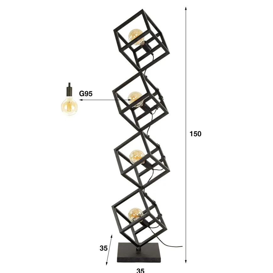 WoonStijl Vloerlamp 4L kubus