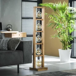 WoonStijl Vloerlamp 5L modulo houten frame / Massief acacia naturel