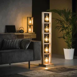WoonStijl Vloerlamp 5L modulo houten frame / Massief acacia naturel