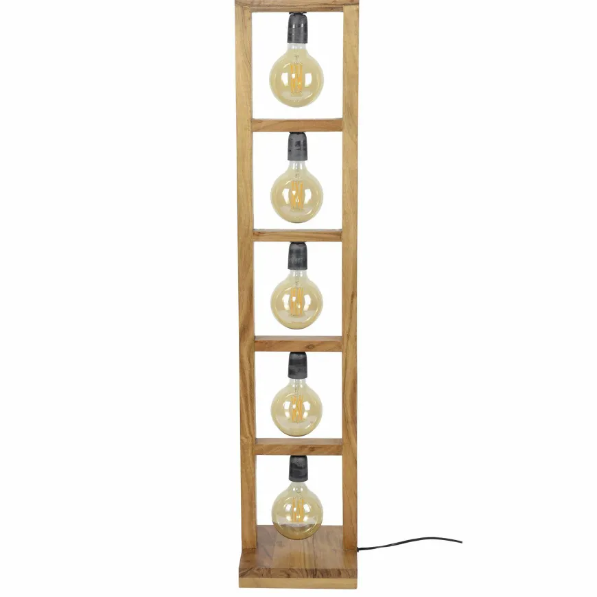 WoonStijl Vloerlamp 5L modulo houten frame / Massief acacia naturel