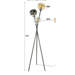 WoonStijl Vloerlamp 3L Multi Globe