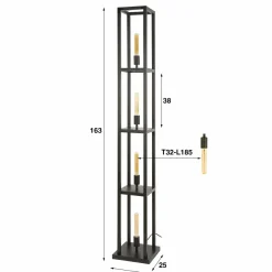 WoonStijl Vloerlamp 4L Quadra Artic Zwart