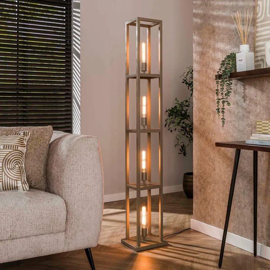 WoonStijl Vloerlamp 4L Quadra Beige