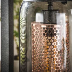 WoonStijl Vloerlamp 4L tower smoke glas-geperforeerd staal