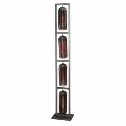 WoonStijl Vloerlamp 4L tower smoke glas-geperforeerd staal