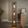 WoonStijl Vloerlamp 3L tower smoke glas-geperforeerd staal