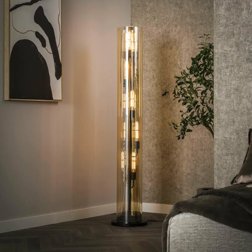 WoonStijl Vloerlamp 5L tube amber glas