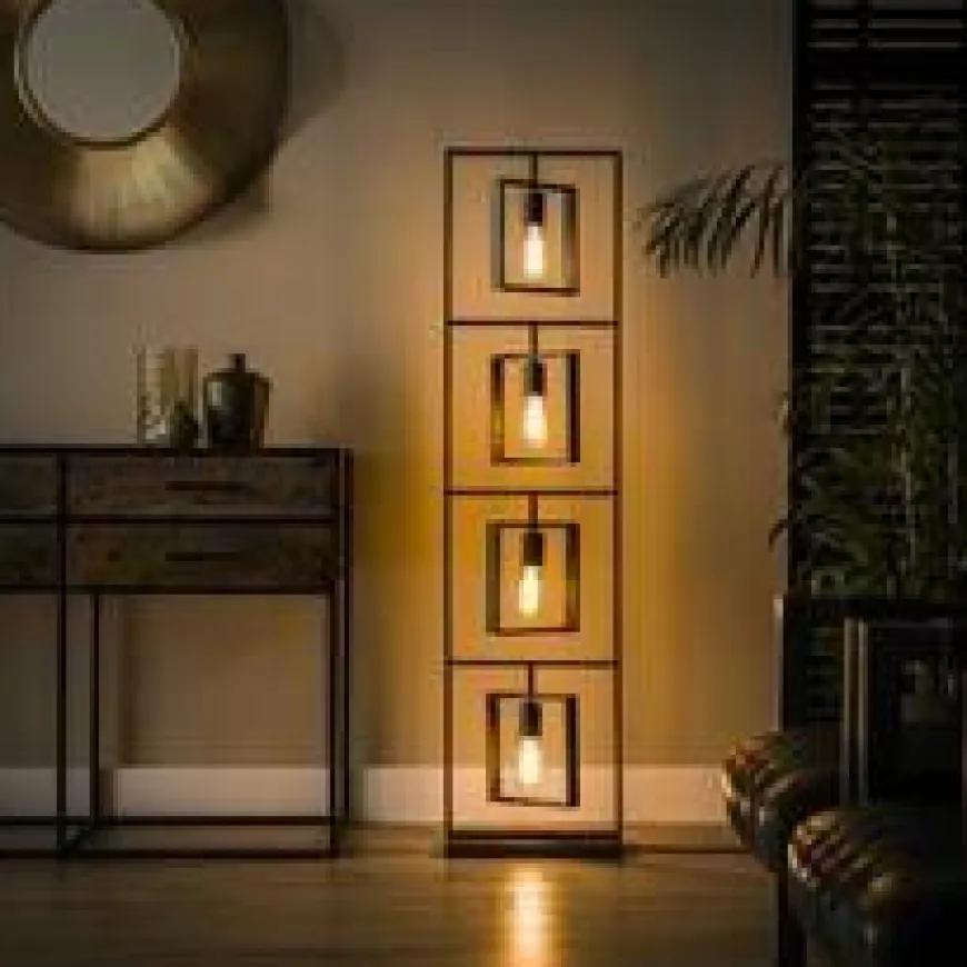 WoonStijl Vloerlamp 4L Turn square / Charcoal