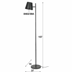 WoonStijl Vloerlamp 1L verstelbare metalen kap / Charcoal