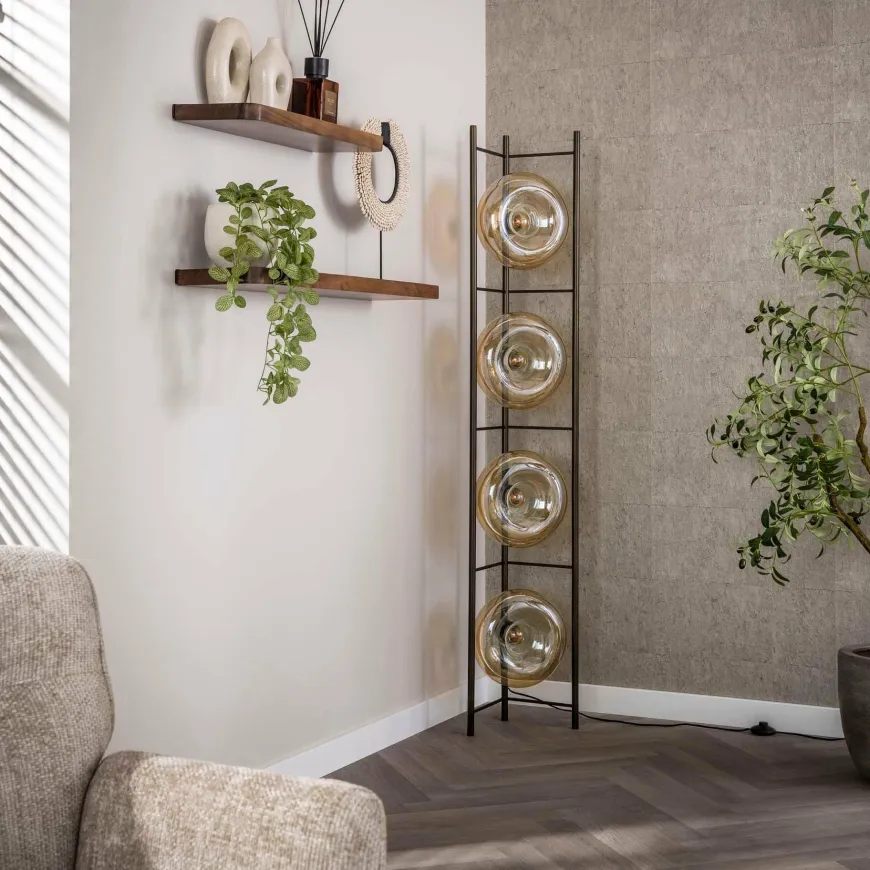 WoonStijl Vloerlamp Soll 4-lichts Amber glas