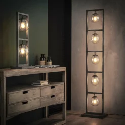 WoonStijl Vloerlamp tower 5x Ø15 glas / Oud zilver showroommodel